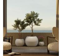 newgarden - Vaso rotondo per piante e fiori, Dalia molto resistente all'esterno, dimensioni disponibili. Include la riserva di drenaggio dell'acqua. Realizzato in polietilene in Spagna