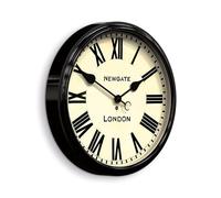 Newgate® Battersby orologio da parete | Grande design rotondo iconico | 50 cm | Nero lucido | Quadrante vintage con numeri romani | Vetro e lancette in metallo
