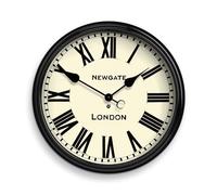 Newgate® Battersby orologio da parete | Orologio da parete metallico rotondo grande e iconico | Nero lucido | 50 cm | Quadrante classico vintage con numeri romani
