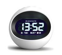 Newgate® Centre of the Earth sveglia | Orologio lcd digitale retrò rotondo | Bianco | Ideale per comodino, scrivania o scaffale | Accessorio retrò per la camera da letto e l'ufficio