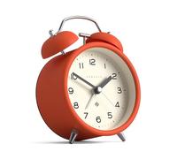 Newgate® Charlie Bell sveglia | Interpretazione moderna dell'orologio a doppia campana classico | Arancione | Numeri facili da leggere | Ideale per comodino, scrivania o scaffale | Accessorio rétro