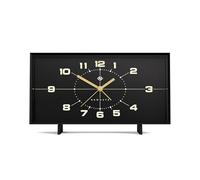 Newgate Wideboy - Sveglia di ispirazione retrò - Sveglia analogica - Sveglia da comodino - Sveglia a batteria - Sveglia silenziosa - Orologio da tavolo - Orologio da ufficio (quadrante nero)