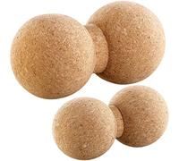 newgen medicals auto schiena: Set da 2 Palline da massaggio e trainer per fascia, per l'auto-massaggio, Cork, riciclabile (palle doppie, palla doppia)