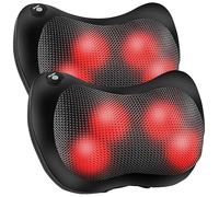 newgen medicals cuscino massaggiante per collo: Set da 2 Cuscino massaggiante Shiatsu, nero, funzione di calore a infrarossi attivabile