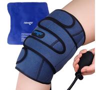 NEWGO Gambo per ginocchia, sacca per ghiaccio a compressione regolabile, per alleviare il dolore, gel gonfiabile, per l'intera area del ginocchio, per trattare lesioni al ginocchio, soglia