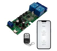 Newgoal Zigbee Modulo Relè Intelligente a 2 Canali con Telecomando 433 RF, USB 5V 7-32V Micro/Interruttore di Blocco per Alexa Google Home (richiede ZigBee Hub)