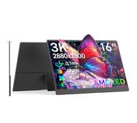 NewHail OLED monitor portatile 16", 3K 2880x1800 120Hz 0.1ms USB-C HDMl monitor portatile con 120% DC-P3Supporto e altoparlanti incorporati per laptop Windows Mac Phone Switch PS5, nero
