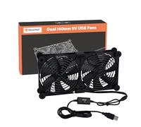 NewHail Ventola di raffreddamento silenziosa per router, 140 mm, con regolatore di velocità L/M/H a 3 gradi, DC 5 V, alimentazione USB, ventola di raffreddamento per router, modem, ricevitore, DVR