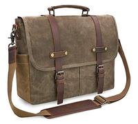 NEWHEY Vintage Borsa A Tracolla Uomo Tela Impermeabile Messaggero Borsa A Tracolla Computer Portatile 15.6 Valigetta Affari, cachi, M, Vintage