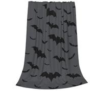 Newhomestyle - Coperta gotica per Halloween a forma di pipistrello, nero grigio, morbida e leggera, per tutto l'anno, anti-pilling, accogliente coperta in pile, coperta in flanella per letto, divano