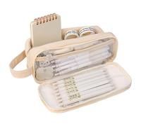 Newhope Astuccio Monocromo, Astuccio con 5 Scomparti, Organizer Estetico Impermeabile per Cancelleria di Grandi Dimensioni per Bambini Donne Uomini Adolescenti Studenti, Bianco, 21 x 7 x 8 cm