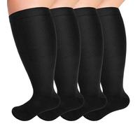 NEWIROVE 4Paia Calzini Compressione Graduata Oversize Calze Compressione Graduata Uomo Donna Calze Contenitive Donna Calze Antitrombo per Gravidanza,Viaggi In Aereo,Circolazione. Nero,XXL