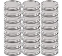 Newk 24 set di coperchi e fasce per barattoli di vetro a bocca larga, contenitori per barattoli di metallo riutilizzabili con coperchi con guarnizione in silicone per barattoli a sfera(86 mm)