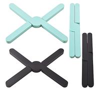 Newk Confezione da 4 sottopentola pieghevole in silicone, ecologico, espandibile, con design a croce