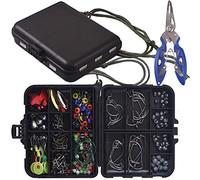 Newk Kit di accessori per la pesca, ami da pesca, piombi per bassi proiettili, girelle, scivoli per piombo,set con scatola portatile