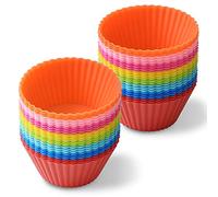 Newk Pirottini da forno riutilizzabili in silicone, confezione da 48 stampi antiaderenti per cupcake, muffin, 8 colori