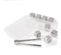 Newk Set di 8 cubetti di ghiaccio riutilizzabili in acciaio inossidabile, con pinze per la testa e vassoi per cubetti di ghiaccio (set da 8)