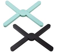 Newk Sottobicchiere pieghevole in silicone antiscivolo, 2 confezioni di supporto espandibile ecologico, cuscino riscaldante, design a croce