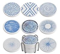 Newk Sottobicchieri per bevande, set di 8 sottobicchieri assorbenti in ceramica con supporto in metallo, sottobicchieri eleganti e semplici per tavolino da caffè, ottimo regalo di inaugurazione della