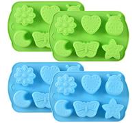 Newk Stampi in silicone a forma di insetti, 4 confezioni da 6 cavità, motivo: farfalla, luna, stella, 3D, antiaderente, per alimenti, per caramelle, cioccolato, cubetti di ghiaccio