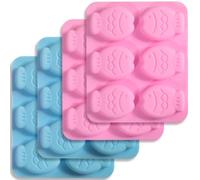 Newk Stampi in silicone a forma di pesce per biscotti, cioccolatini, caramelle e cubetti di ghiaccio, design carino, 2 blu e 2 rosa, perfetti per pasticceria e artigianato fai da te (confezione da 4)