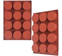 Newk Stampo cilindrico in silicone, 2 confezioni da 12 stampi cilindrici rotondi per torte pop, stampo per sapone, stampo per biscotti al cioccolato, bomba da bagno, cheesecake