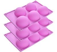 Newk Stampo in silicone a 5 fori per semisfera, 3 confezioni da 5 stampi a mezza sfera per realizzare bombe al cioccolato, torte, gelatine, budini, mousse a cupola, viola
