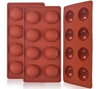 Newk Stampo in silicone a 8 fori, 3 confezioni da 8 stampi a mezza sfera per cioccolata calda, torte, gelatine, budini, mousse a cupola