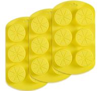 Newk Stampo in silicone a forma di frutta, 4 confezioni, 6 cavità al limone, antiaderente per uso alimentare, per sapone, cubetti di ghiaccio, caramelle, fondente, cioccolato