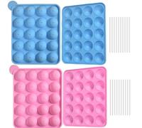 Newk Stampo in silicone per cake pops, 2 rosa e 2 blu, antiaderente, in silicone alimentare, per pasticceria, caramelle e dolcetti fai da te (confezione da 4)