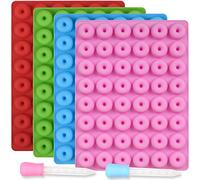Newk Stampo in silicone per ciambelle e caramelle, 4 confezioni da 48 cavità, stampo rotondo gommoso con 2 contagocce, stampo antiaderente per alimenti, per caramelle, cioccolato, cubetti di ghiaccio