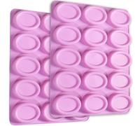 Newk Stampo ovale in silicone, 2 confezioni da 15 stampi in silicone antiaderente per cake pop, sapone, cioccolato, biscotti, bombe da bagno, cheesecake