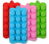 Newk Stampo per fiori in silicone con 15 cavità, 4 confezioni Stampo in silicone per alimenti antiaderente fai-da-te per cioccolatini, cubetti di ghiaccio, sapone fatto a mano e bombe da bagno