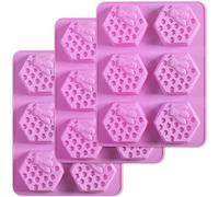 Newk Stampo per sapone in silicone a nido d'ape, a 6 cavità, fai da te e fai da te per preparare torte (confezione da 3)