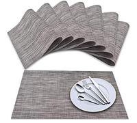 Newk Tovaglietta (set di 8), tovagliette intrecciate in vinile intrecciato, set di tovagliette lavabili con isolamento antiscivolo (grigio scuro)