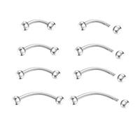 NewkeepsR 4 paia di piercing per sopracciglio, in titanio curvo, 16 g (1,2 mm), Senza pietra