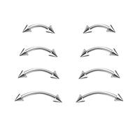 NewkeepsR 4 paia di piercing per sopracciglio, in titanio curvo, 16 g (1,2 mm), Senza pietra