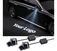 NewL 2 Pezzi Luce LED HD Personalizzata per Specchietto, Proiettore Logo | IP67 impermeabile e antipolvere, personalizza foto, testo, motivi, alimentazione via cavo auto, punta per facile montaggio