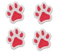 NewL Adesivi per auto a forma di zampa di cane, luccicanti, bicolore, scintillanti, per decorare auto, paraurti, finestre, laptop, bagagli, strass (4, rosso)