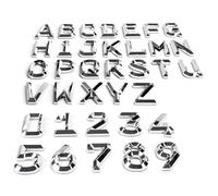 NewL Lettere Maiuscole Personalizzabili in Plastica Cromata Argento | Finitura lucida galvanizzata, ogni carattere alto 3,5 cm, resistenti alle intemperie, autoadesivi, facile installazione