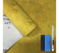 NewL Nastro in Tessuto Velluto Elastiche Autoadesive per Riparazione e Modifica Fai-da-Te Interni Auto, Cruscotto, Rinnovo Adesivi in Pelle (Giallo, 40cm x 150cm)