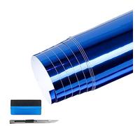 NewL Pellicola adesiva adesiva in vinile lucida a specchio cromato blu con pellicola adesiva senza bolle per auto fai da te e bici per motore, accessori per automobili (50 cm x 150 cm)