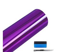 NewL Pellicola adesiva in vinile lucida a specchio, senza bolle, fai da te, per auto, bici, motore, carrozzeria, pellicola autoadesiva Viola 50cm x 150cm