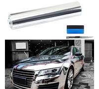 NewL Pellicola adesiva in vinile lucida a specchio, senza bolle, fai da te, per auto, bici, motore, carrozzeria, pellicola autoadesiva Argento 5cm x 900cm