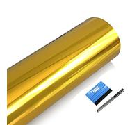 NewL Pellicola adesiva in vinile lucida a specchio, senza bolle, fai da te, per auto, bici, motore, carrozzeria, pellicola autoadesiva Oro 5cm x 900cm