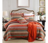 NEWLAKE Set copriletto patchwork classico in cotone a righe, 3 pezzi, king size