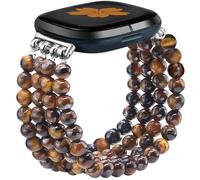 Newlibery Cinturino per orologio da donna con perline in pietra naturale per Fitbit Versa 4/Versa 3/Sense 2/Sense bande femminili carine fatte a mano Boho elastico cinturino di ricambio con pietre