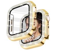 Newlibery Custodia da donna con diamanti glitterati, compatibile con Apple Watch 40 mm, rigida PC Bumper Case con pellicola protettiva per display HD temperato per iWatch Series 4/5/6/SE - Oro 40 mm,