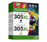 NewLift 305 305 XL Cartuccia d'inchiostro Compatibili con HP 305XL per Cartucce HP Deskjet 2820e 4220e 2810e 2720e 2800e, per Envy 6000 6020e 6032e 6420e 6032 6020 (Nero, Colore,2-pack)