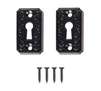 Newliplace Confezione da 2 piastre rettangolari per serratura del cerchione, piastra di ricambio per pomello della porta da infilare in stile antico, in bronzo lucidato a olio, per armadietti e mobili